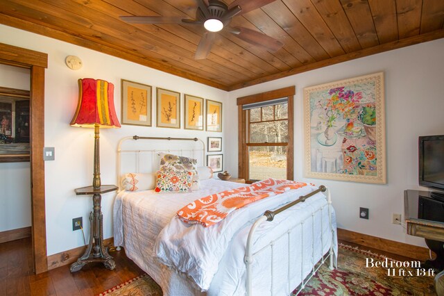 12 Charlies Way, Readfield, ME 04355 - bedroom with wood ceiling, baseboards, and hardwood / wood-style flooring
