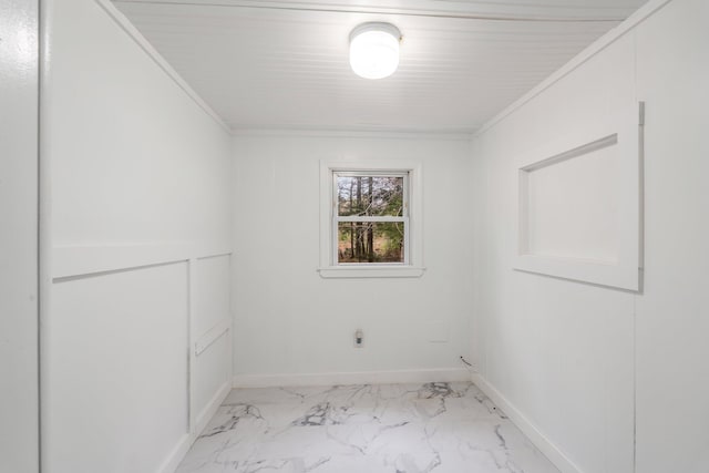 285 Hockomock Rd, Woolwich, ME 04579 - unfurnished room with light marble finish flooring, ornamental molding, and baseboards