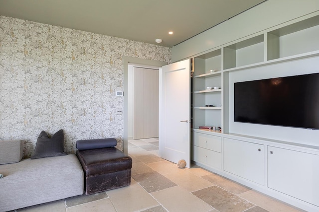 4 Ice House Pt, York, ME 03909 - sitting room featuring wallpapered walls and recessed lighting