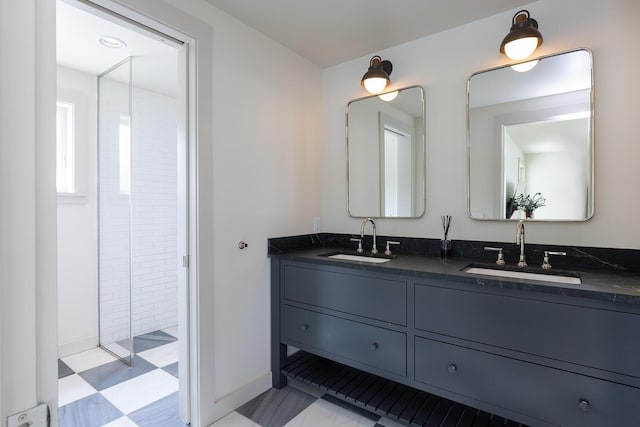 4 Ice House Pt, York, ME 03909 - bathroom with double vanity, baseboards, and tile patterned floors