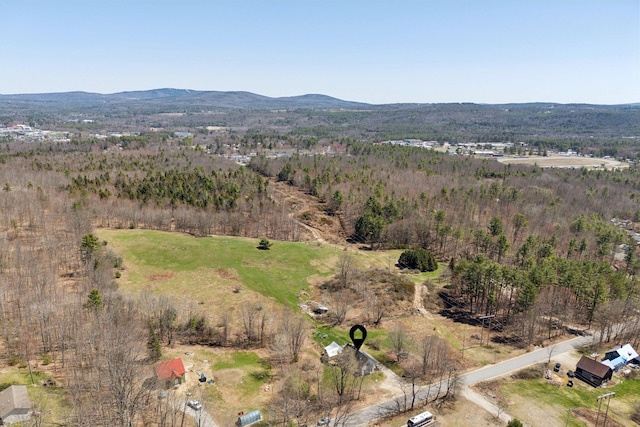 aerial view with a mountain view
