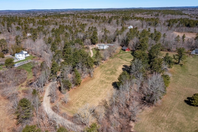 bird's eye view with a rural view and a forest view