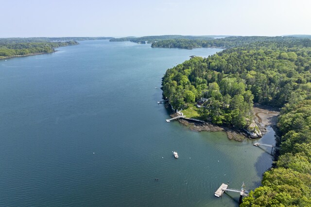86 Firth Dr, Boothbay, ME 04537 - aerial view of property and surrounding area featuring a large body of water and a forest