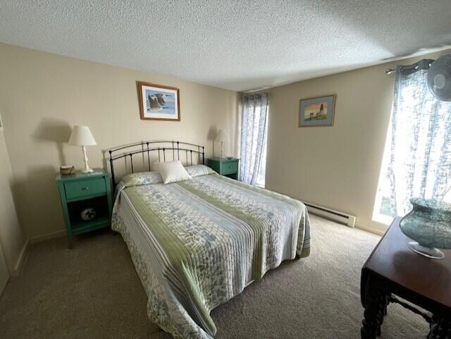 24 Clifford Rd Unit 18, Naples, ME 04055 - bedroom featuring carpet flooring, a textured ceiling, and baseboard heating
