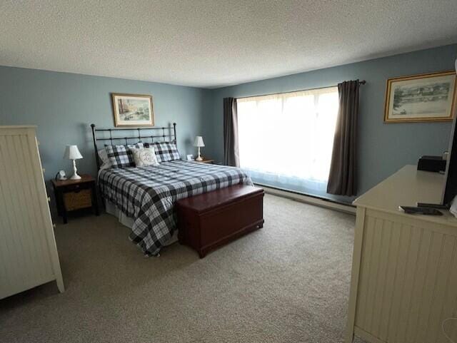24 Clifford Rd Unit 18, Naples, ME 04055 - carpeted bedroom featuring a textured ceiling and baseboard heating