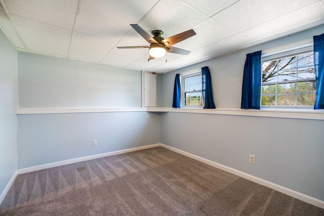 269 Hebron Rd, Buckfield, ME 04220 - unfurnished room with carpet flooring, plenty of natural light, ceiling fan, and baseboards