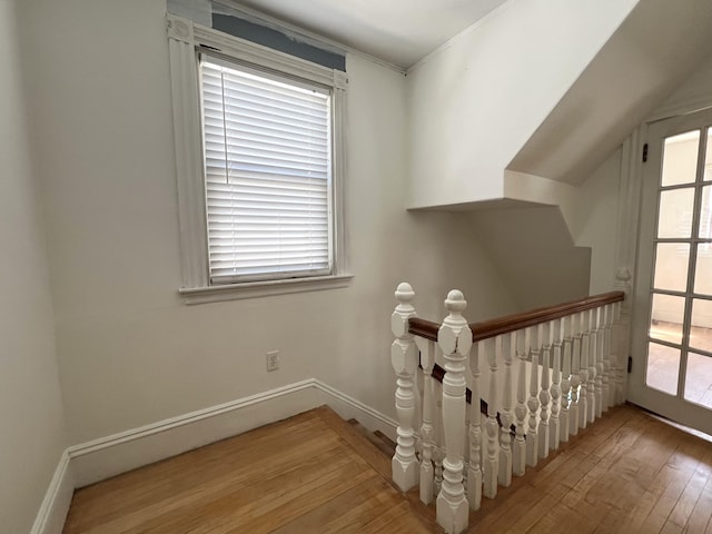 60 Elm St, Bangor, ME 04401 - stairs with wood-type flooring and baseboards