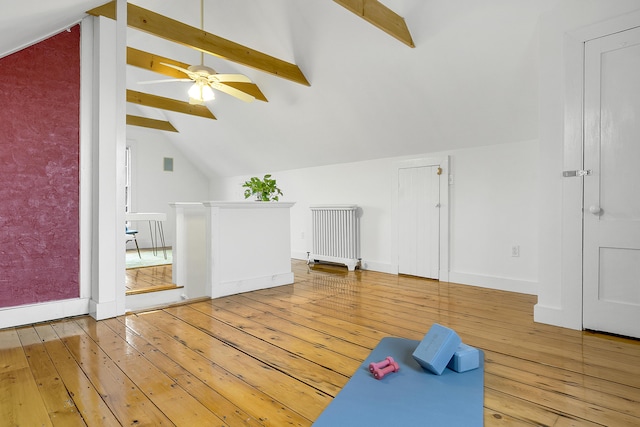 15 Obrion St Unit A, Portland, ME 04101 - bonus room featuring hardwood / wood-style flooring, a ceiling fan, baseboards, and radiator heating unit