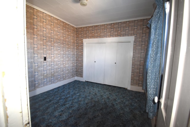 131 George St, Pittsfield, ME 04967 - unfurnished bedroom with carpet, baseboards, and crown molding