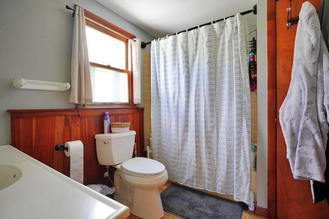 845 Hudson Rd, Glenburn, ME 04401 - bathroom with shower / bath combo, toilet, and vanity