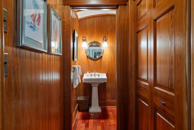 56 Deans Way, Cumberland, ME 04110 - bathroom featuring wooden walls and wood finished floors