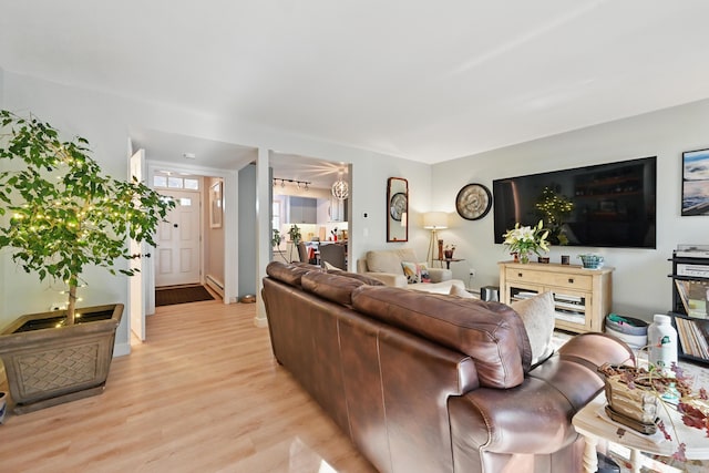 living room featuring light wood-style floors
