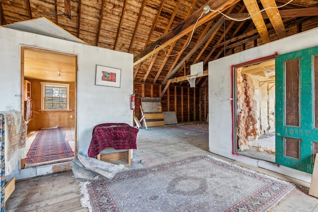 view of unfinished attic