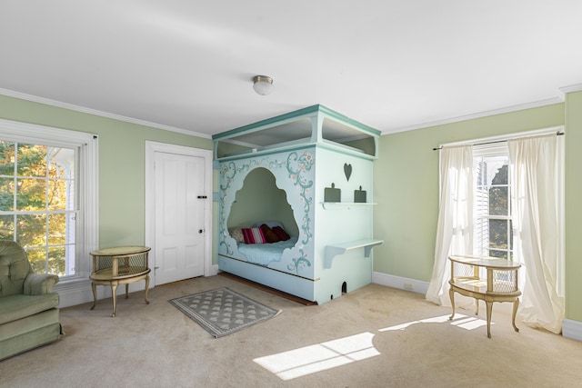40 Mountain St, Camden, ME 04843 - bedroom featuring baseboards, carpet, and crown molding