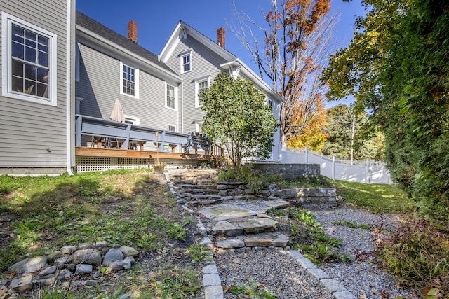 40 Mountain St, Camden, ME 04843 - view of yard with a wooden deck and fence
