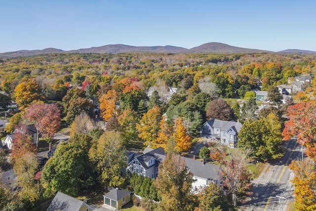 40 Mountain St, Camden, ME 04843 - drone / aerial view featuring a residential view, a mountain view, and a wooded view
