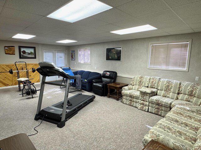 182 E Main St, Fort Kent, ME 04743 - workout area featuring a paneled ceiling and carpet