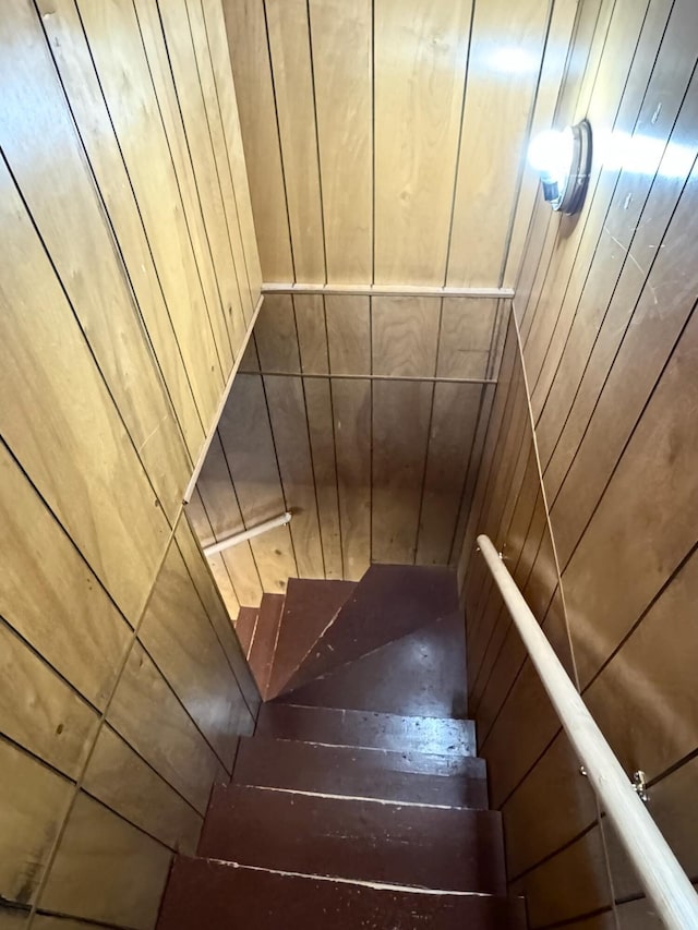 182 E Main St, Fort Kent, ME 04743 - staircase featuring wood walls