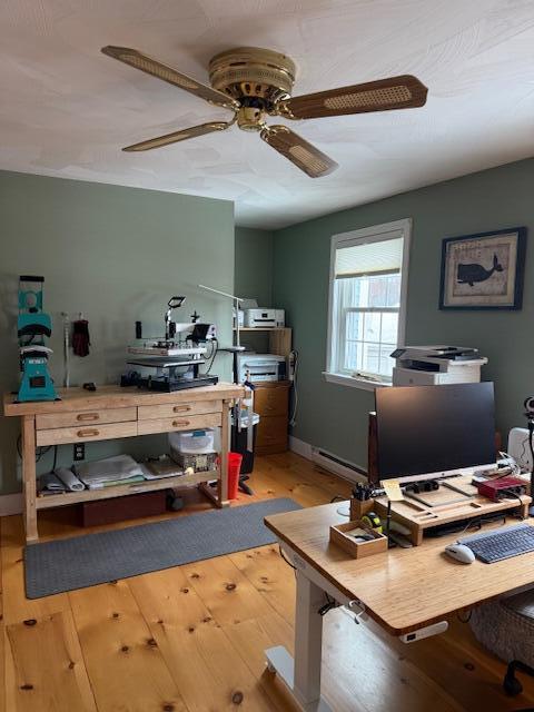54 Black Smith Rd Unit 13, Wells, ME 04090 - home office with baseboards, ceiling fan, and wood finished floors