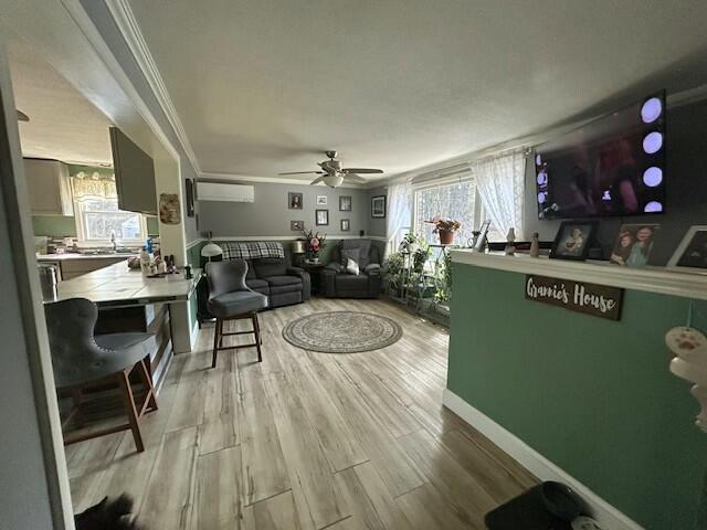 reception area featuring ceiling fan