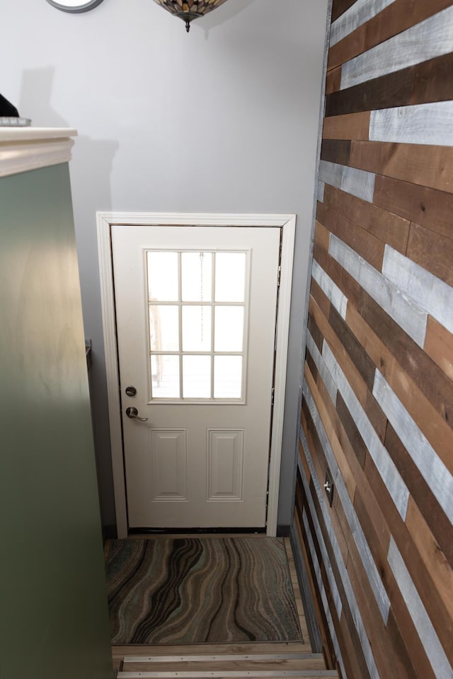 69 Goulds Ridge Rd, Passadumkeag, ME 04475 - doorway with wood walls