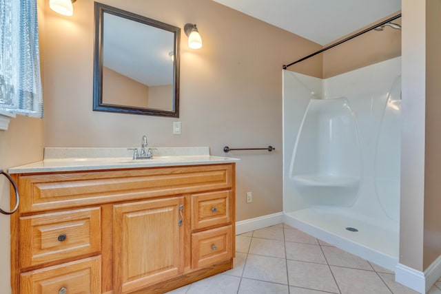 30 Apple Hill Vw, Alfred, ME 04002 - full bathroom with tile patterned flooring, baseboards, a shower, and vanity