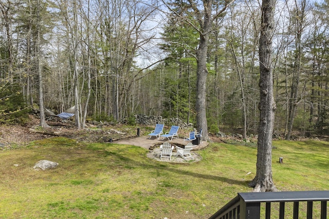 view of green lawn with a patio area