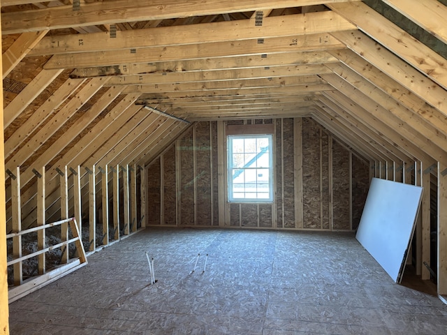 view of unfinished attic