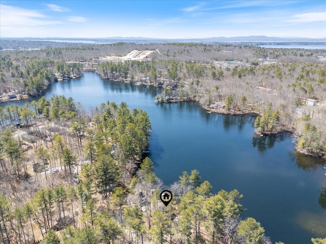 148 Anglers Rd, Windham, ME 04062 - birds eye view of property with a water and mountain view and a wooded view