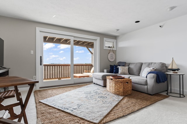 view of carpeted living area
