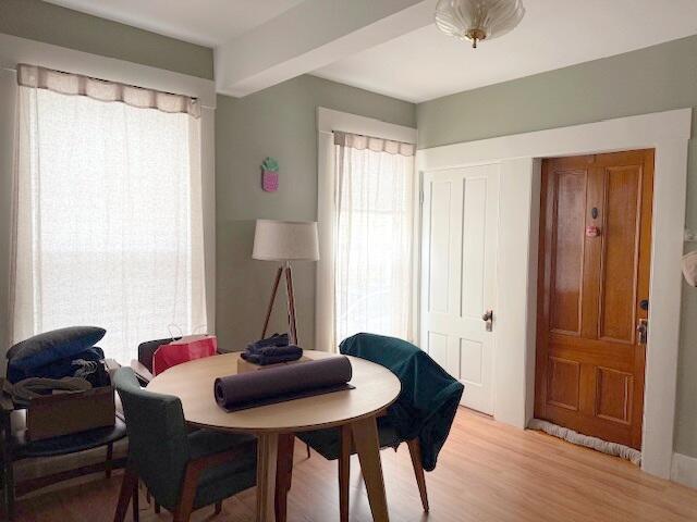 dining room with light wood-style flooring and plenty of natural light