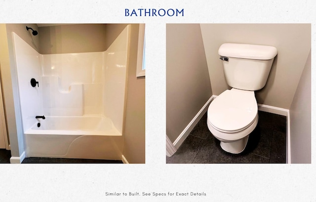2 Blaine St, Saco, ME 04072 - bathroom featuring washtub / shower combination, baseboards, and toilet