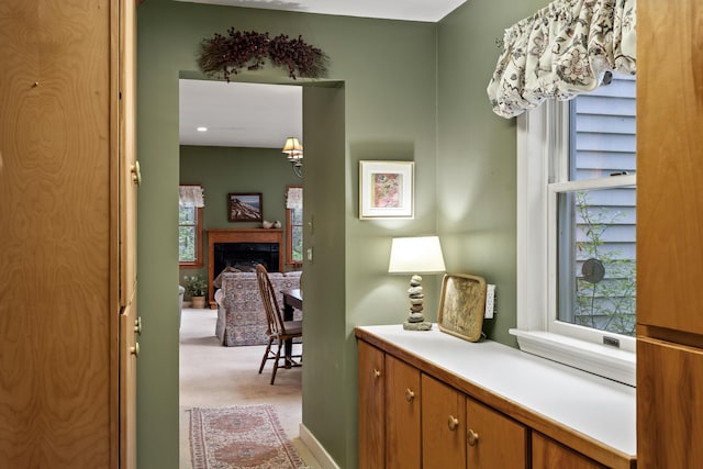 175 Quail Run Rd, Bristol, ME 04539 - hallway featuring light carpet