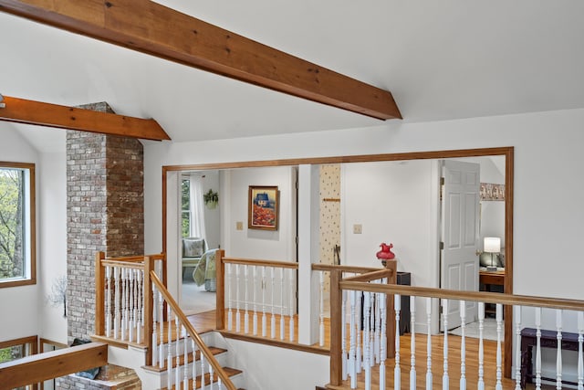 175 Quail Run Rd, Bristol, ME 04539 - hall with an upstairs landing and wood finished floors