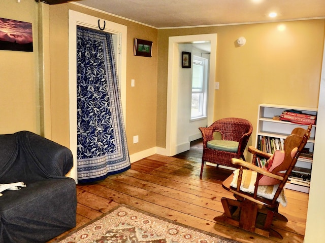 346 Bear River Rd, Newry, ME 04261 - sitting room featuring hardwood / wood-style floors and ornamental molding