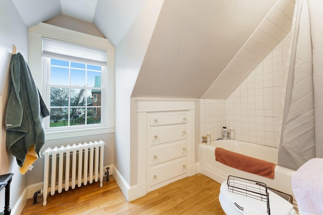 1 Silver Ter, Waterville, ME 04901 - full bath with radiator, baseboards, wood finished floors, and lofted ceiling