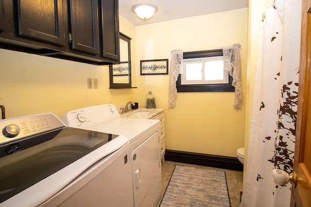 1114 Kennebec Rd, Hampden, ME 04444 - washroom with baseboards, washer and clothes dryer, laundry area, and a sink