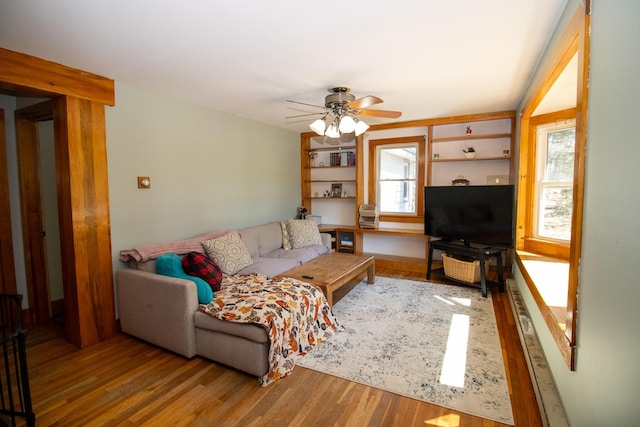 1114 Kennebec Rd, Hampden, ME 04444 - living area featuring wood finished floors and ceiling fan