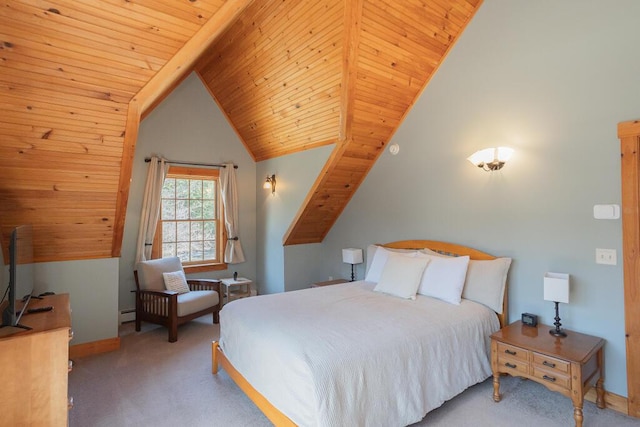 8 Sunset Ln, Kingfield, ME 04947 - carpeted bedroom with baseboards, vaulted ceiling, and wood ceiling