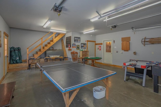 8 Sunset Ln, Kingfield, ME 04947 - playroom featuring a garage, concrete flooring, and billiards