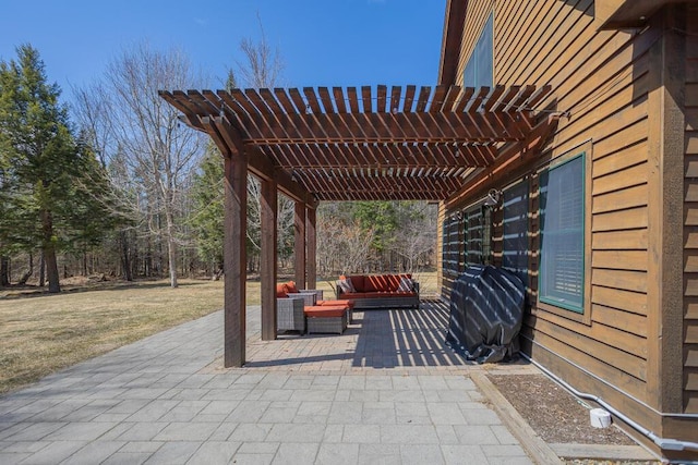 8 Sunset Ln, Kingfield, ME 04947 - view of patio / terrace with a pergola, outdoor lounge area, and a grill