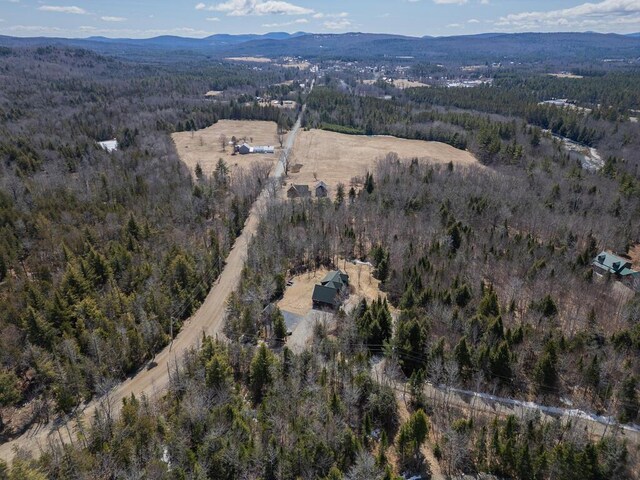8 Sunset Ln, Kingfield, ME 04947 - bird's eye view featuring a view of trees and a mountain view