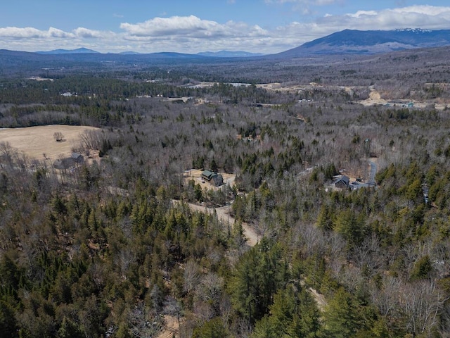 8 Sunset Ln, Kingfield, ME 04947 - birds eye view of property featuring a mountain view and a wooded view