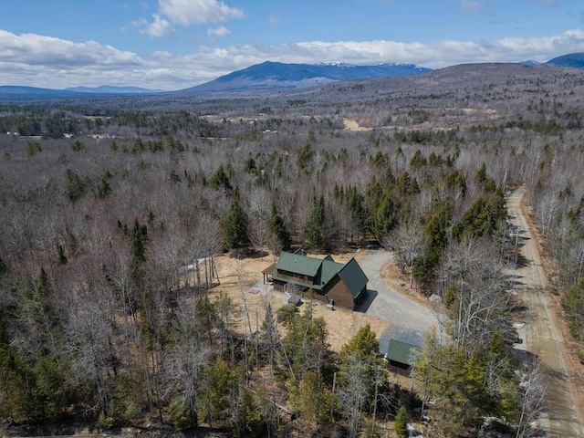 8 Sunset Ln, Kingfield, ME 04947 - aerial view featuring a forest view and a mountain view