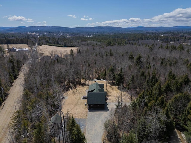 8 Sunset Ln, Kingfield, ME 04947 - bird's eye view featuring a view of trees and a mountain view