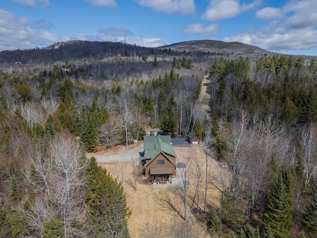 8 Sunset Ln, Kingfield, ME 04947 - drone / aerial view with a mountain view and a wooded view