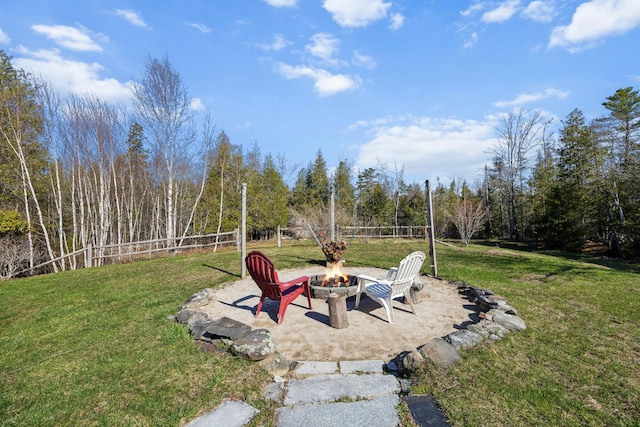 390 Castine Rd, Castine, ME 04421 - view of grassy yard featuring an outdoor fire pit and a patio