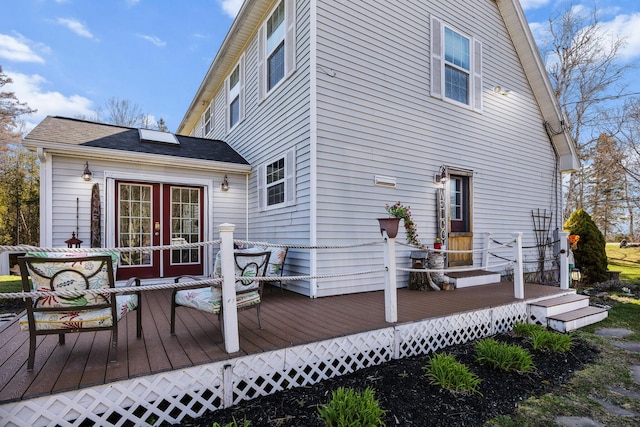 390 Castine Rd, Castine, ME 04421 - wooden terrace with french doors