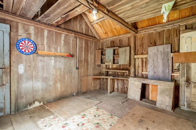 interior space featuring vaulted ceiling