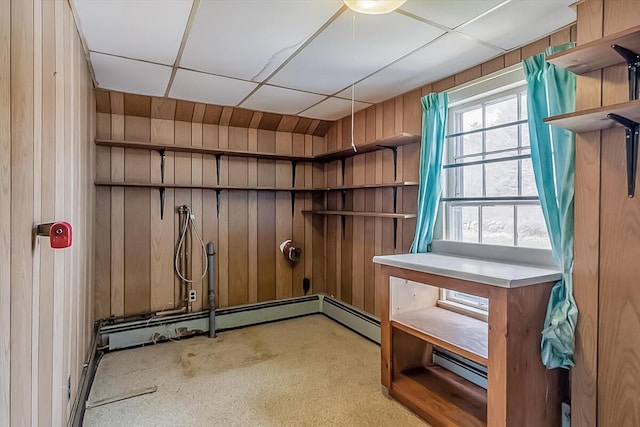 interior space with a baseboard heating unit